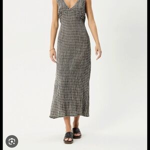 Afends Black and White Check Maxi Dress